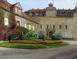 Wilhelm Truebner (1851-1917) "Schlosshof in Baden-Baden", 1915